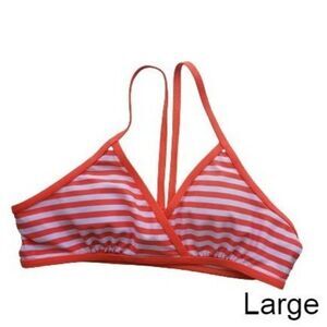 Girls Swimwear Bikini Large Orange White Striped Bikini Top NWOT Clearance